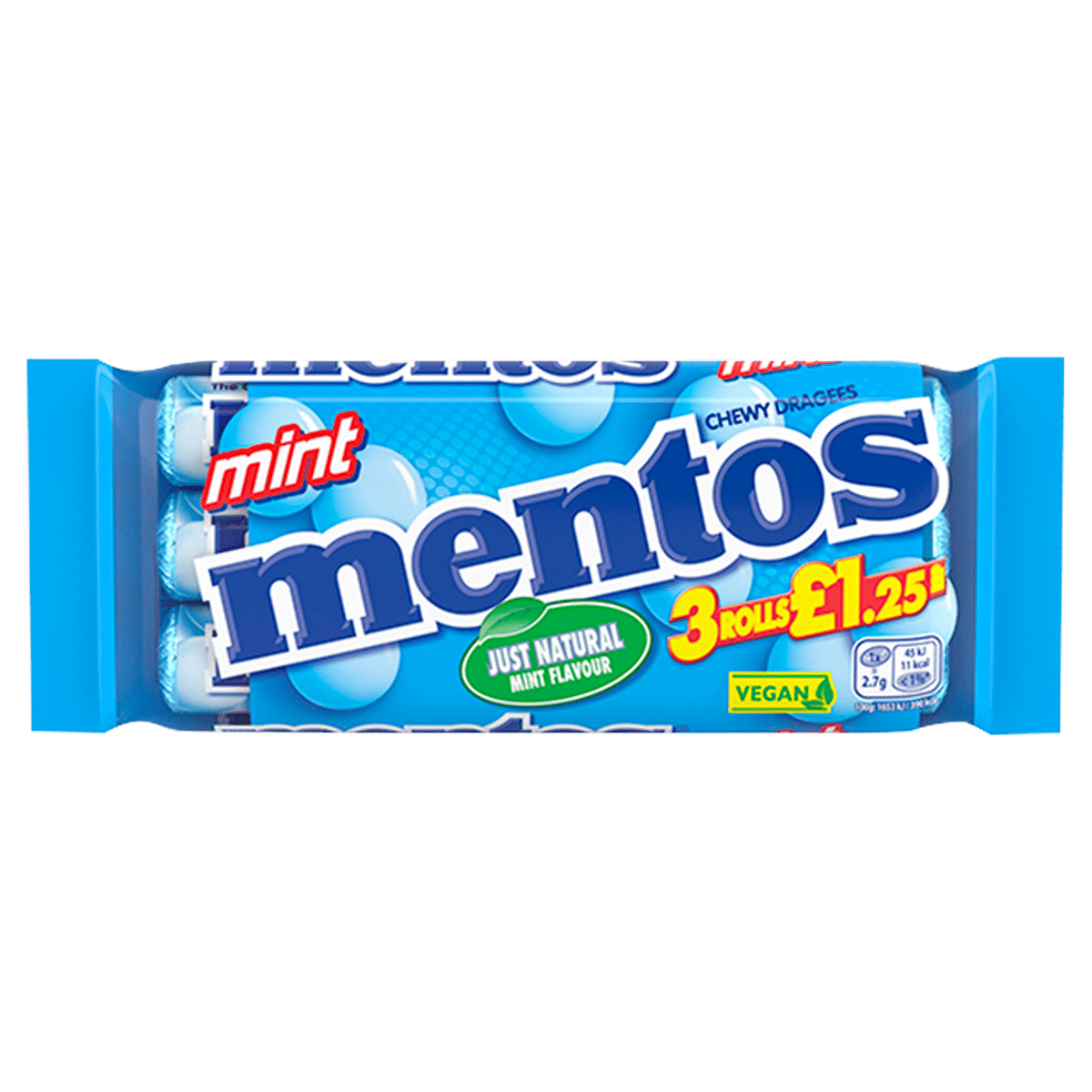 Mentos Chewy Dragees Mint Flavour 3 x 38g
