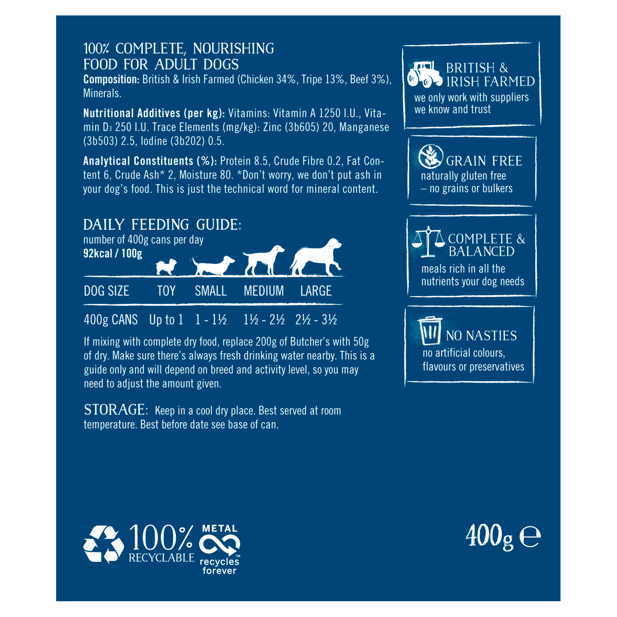 Butcher’s Tripe Wet Dog Food Tin 400g