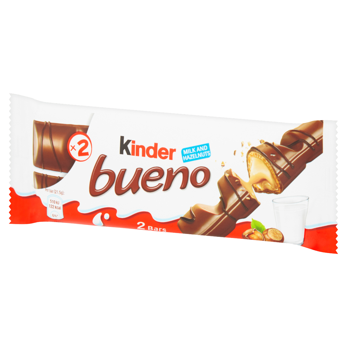 Kinder Bueno Milk Chocolate and Hazelnuts Single Bar 2 Finger x 21.5g (43g)