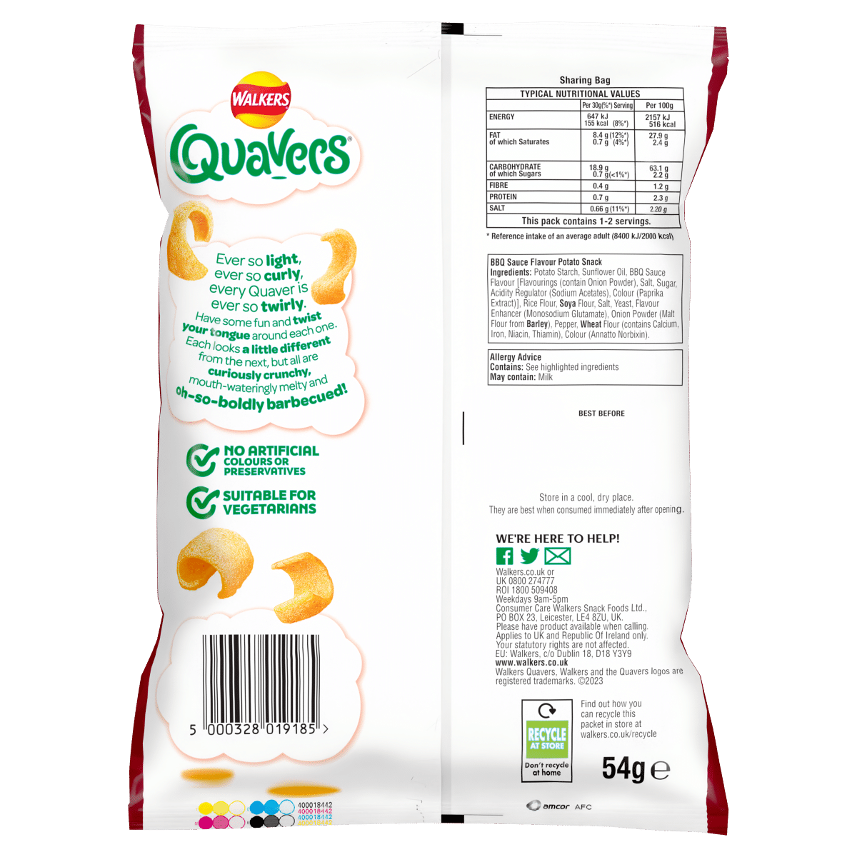 Walkers Quavers BBQ Snacks Crisps RRP PMP £1.25 54g