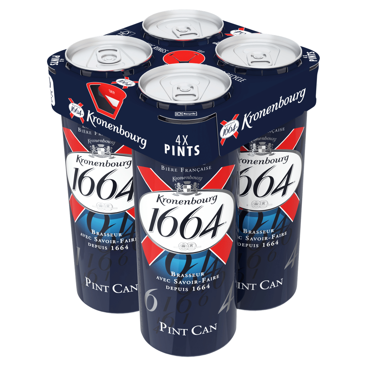 Kronenbourg 1664 Lager Beer 4 x 568ml Cans