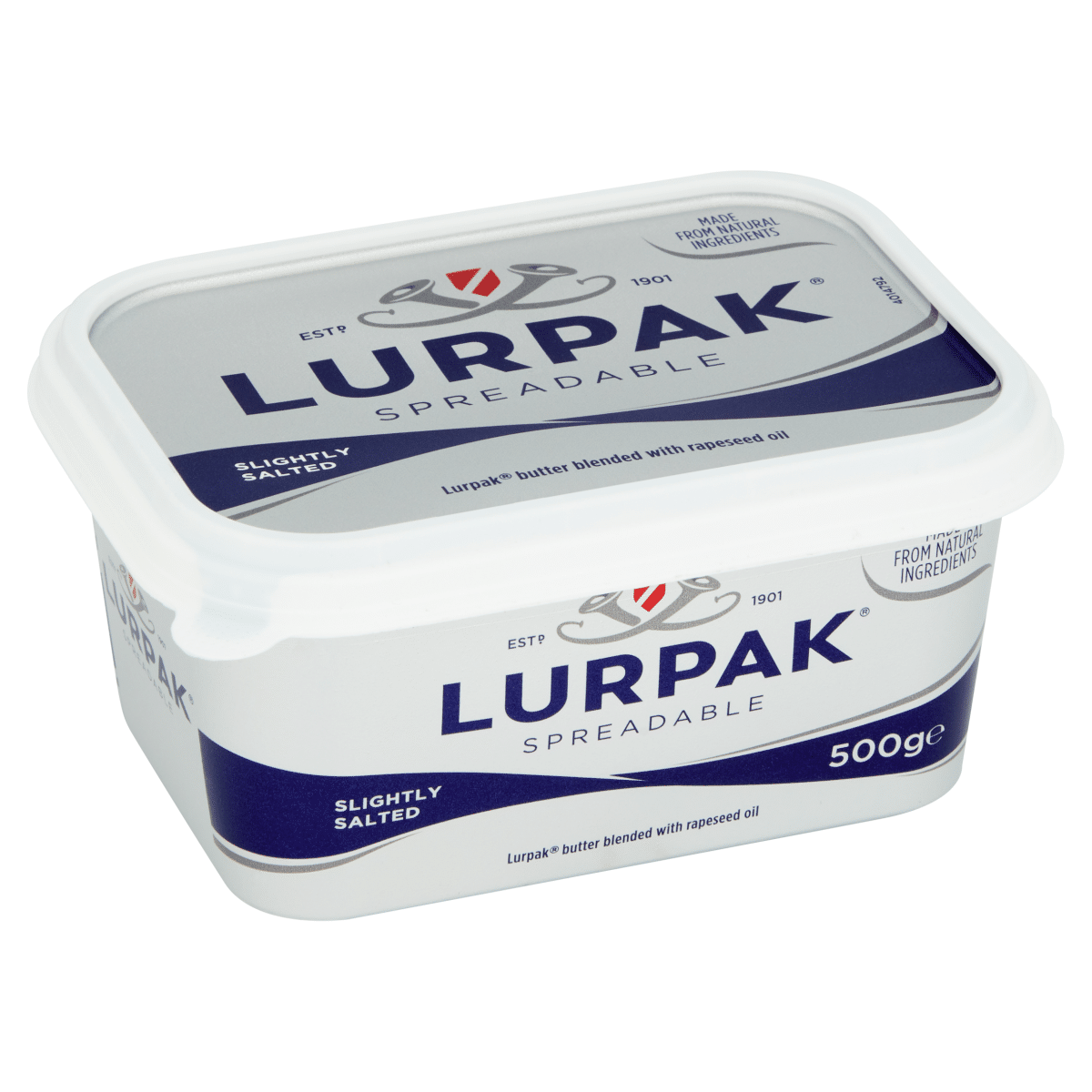 Lurpak Spreadable Slightly Salted Butter Blended with Rapeseed Oil 500g