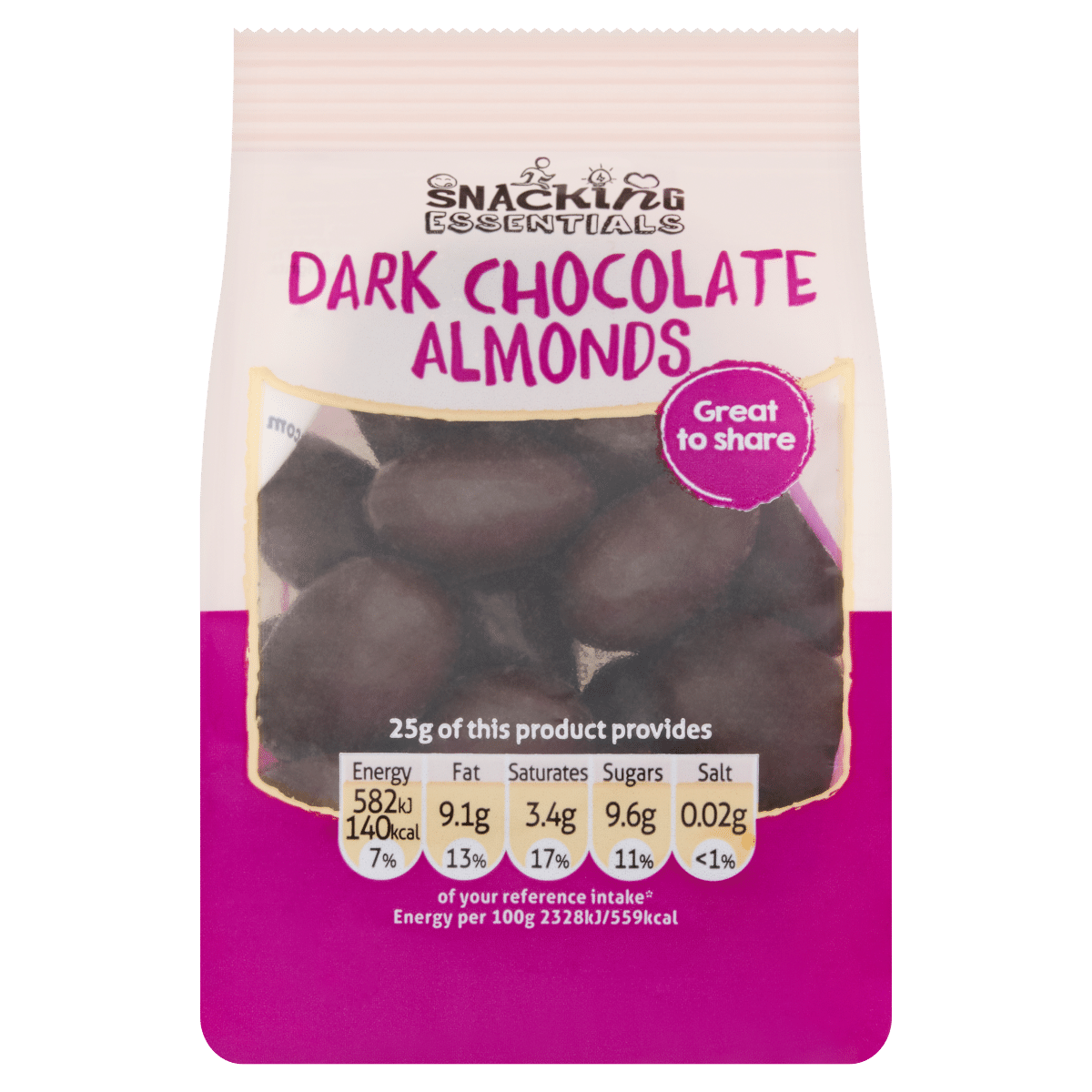 Snacking Essentials Dark Chocolate Almonds 100g