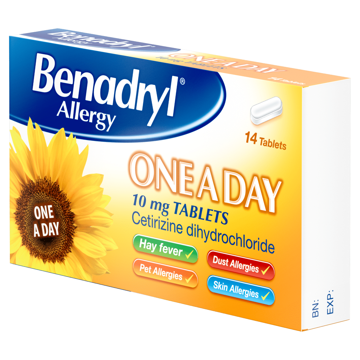 Benadryl 1 a Day 10 Miligram Tablet 14 pieces