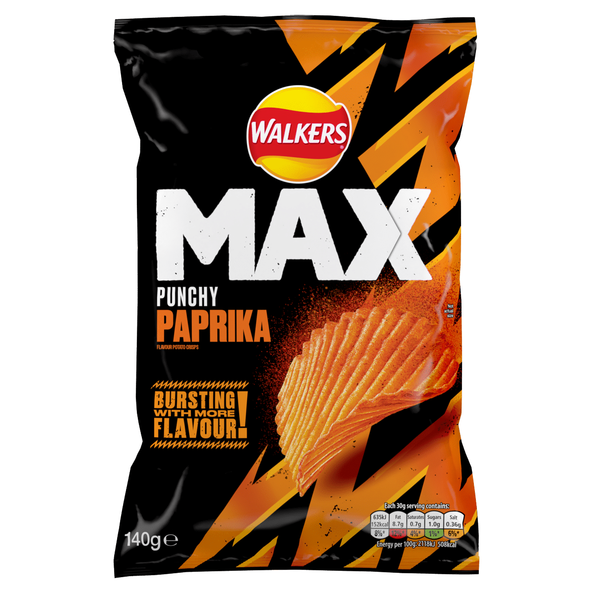 Walkers Max Punchy Paprika Sharing Crisps 140g