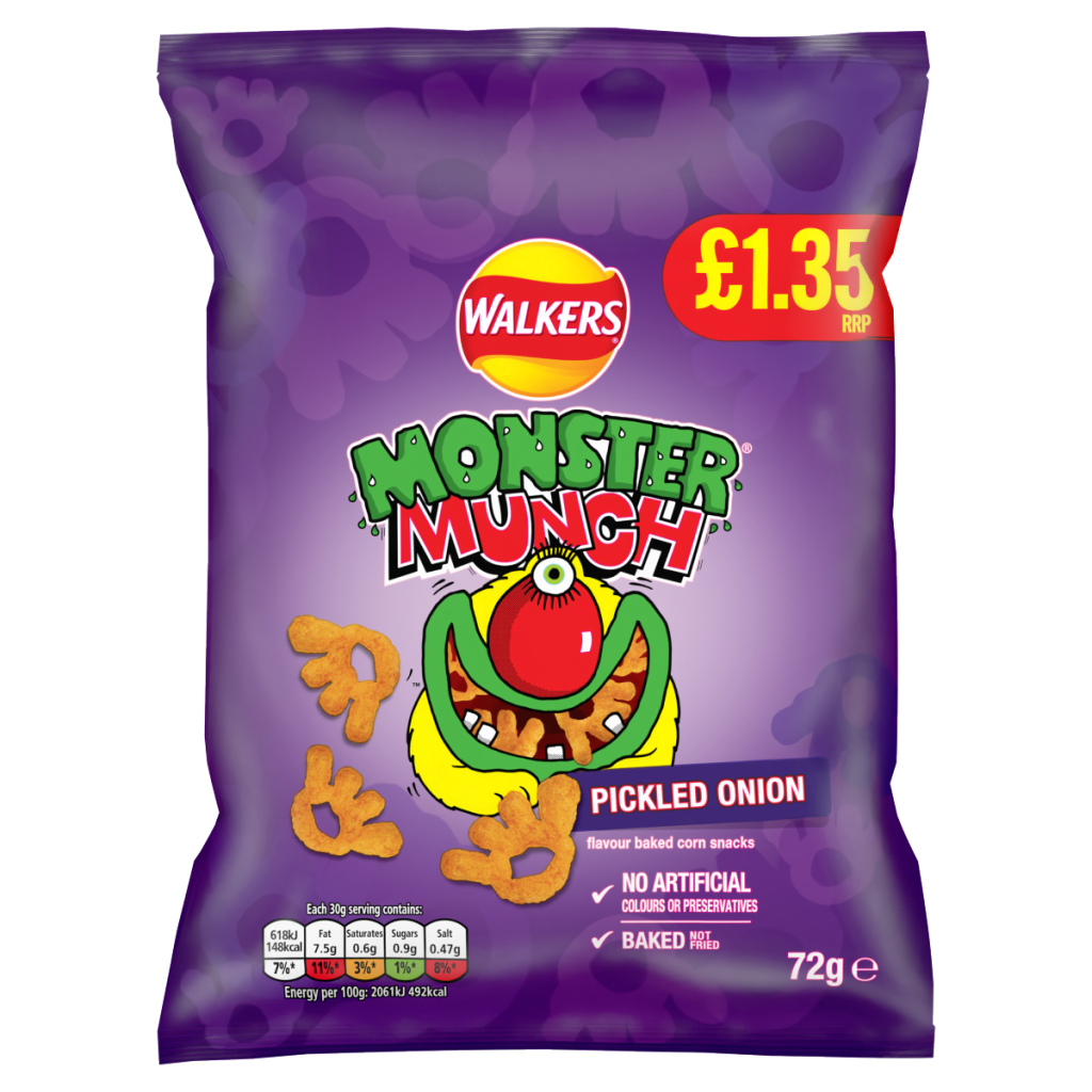 Walkers Monster Munch Pickled Onion Crisps 72g PMP £1.35 RRP