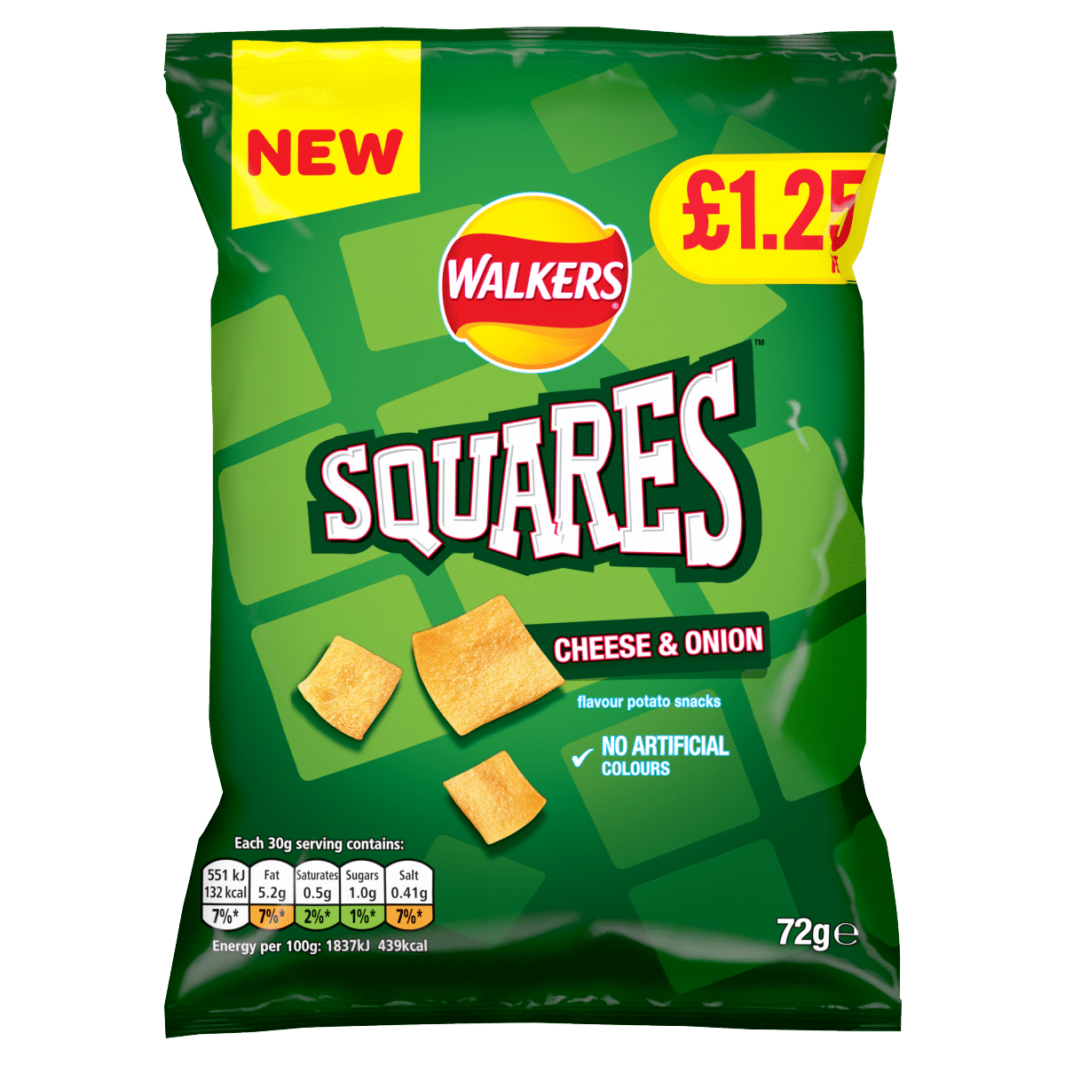 Walkers Squares Cheese and Onion Snacks RRP £1.25 PMP 72g