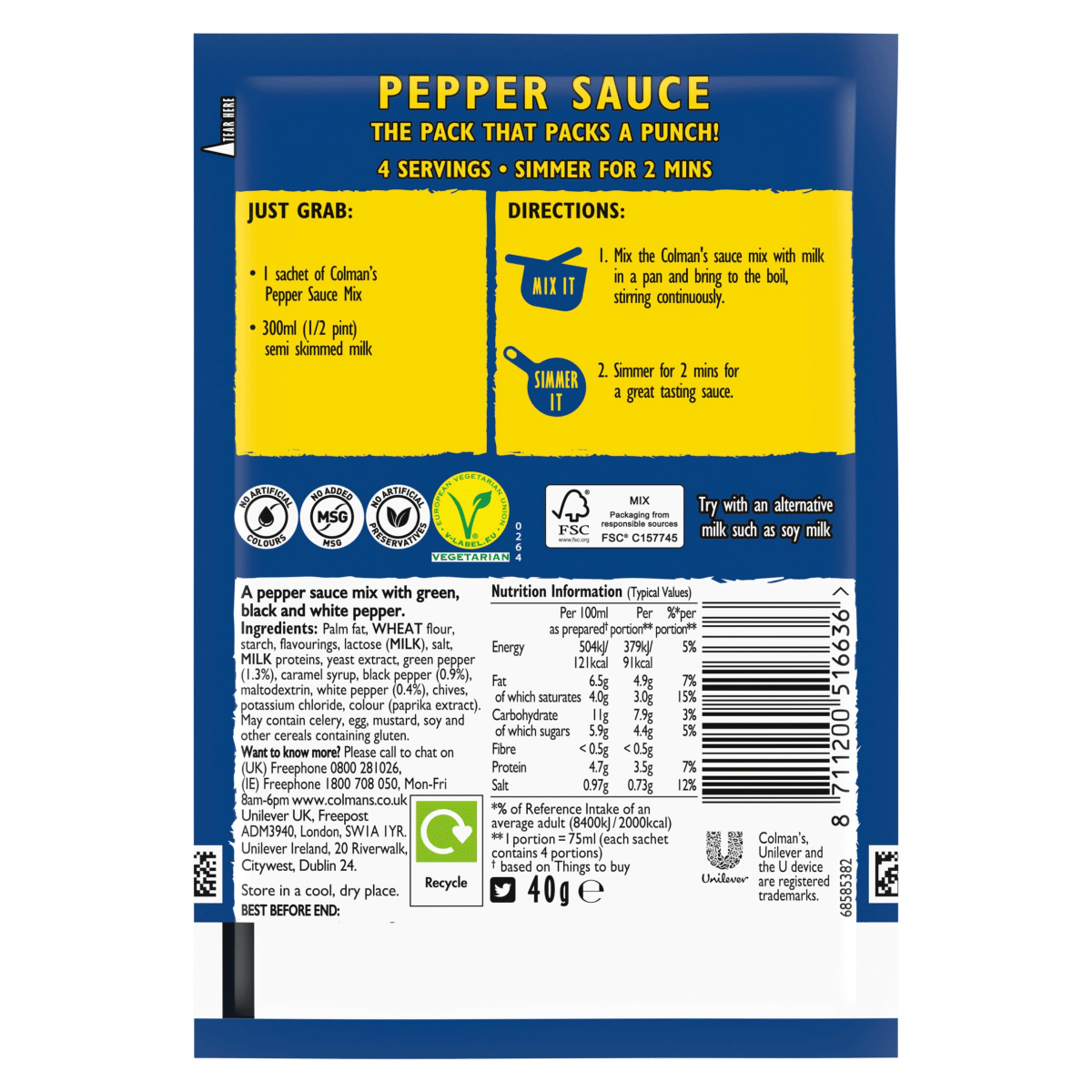 Colman’s Sauce Mix Pepper 40g
