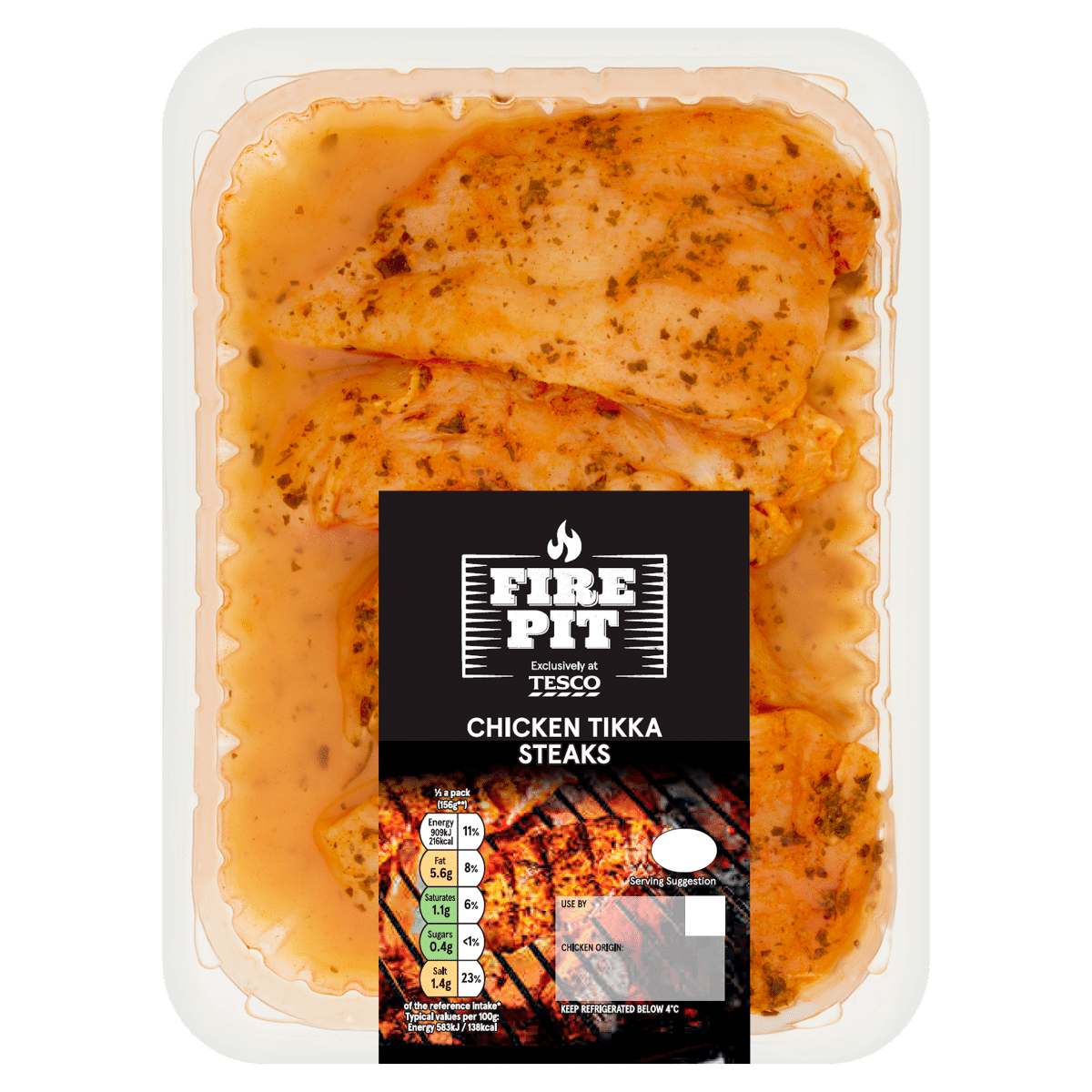 Tesco Fire Pit Chicken Tikka Steaks 400g