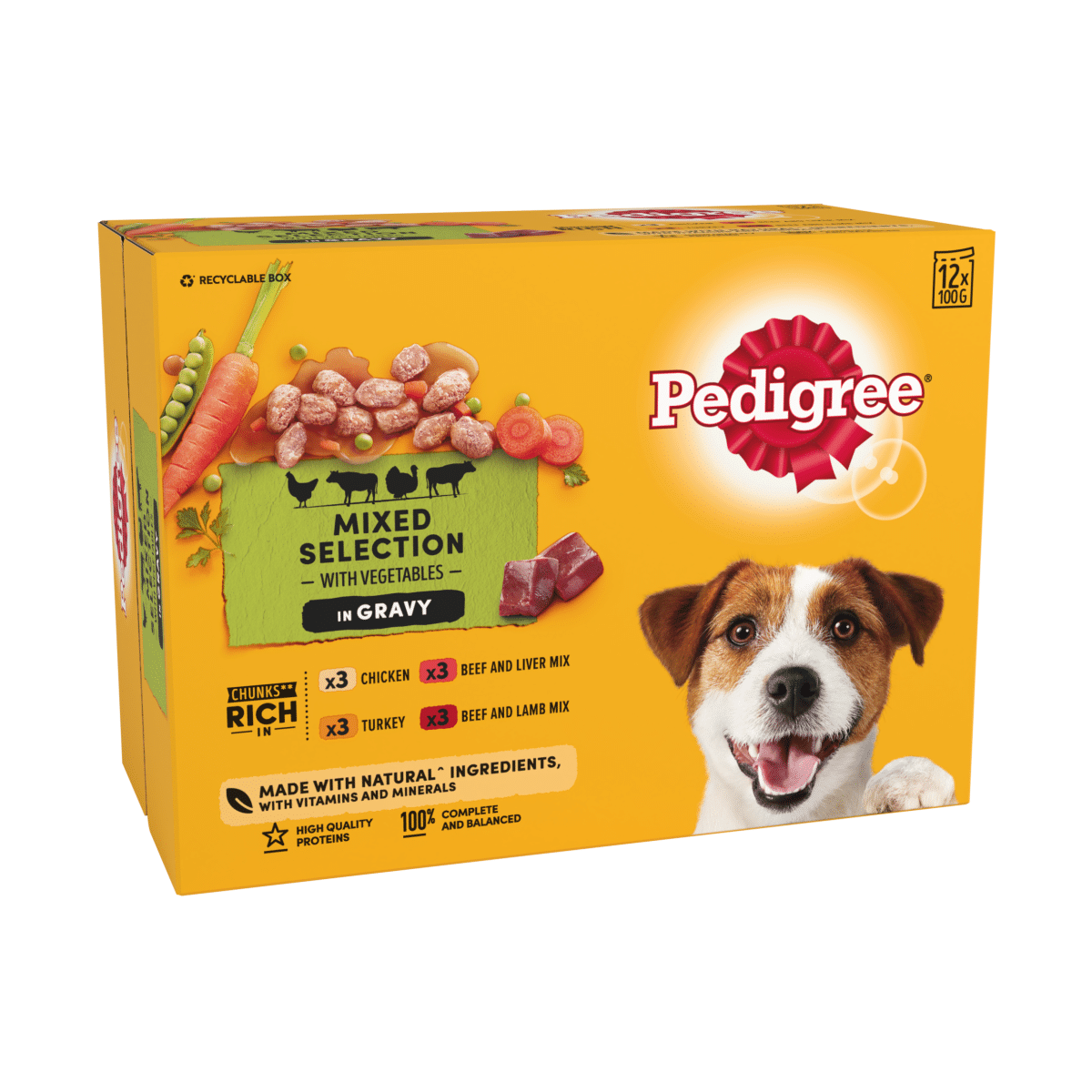 Pedigree Adult Wet Dog Food Pouches Mixed in Gravy 12 x 100g