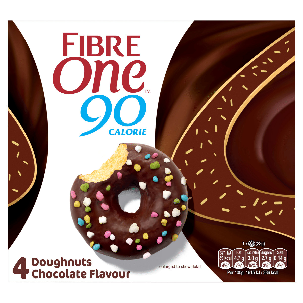 Fibre One 90 Calorie Doughnuts Chocolate Flavour 4 x 23g (92g)