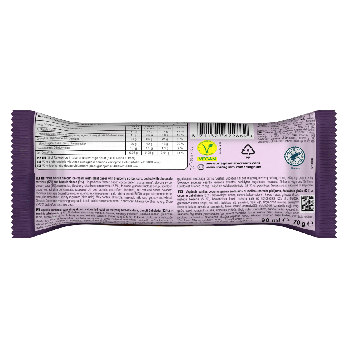 Magnum Chill Ice Cream Stick Blueberry Cookie 90ml