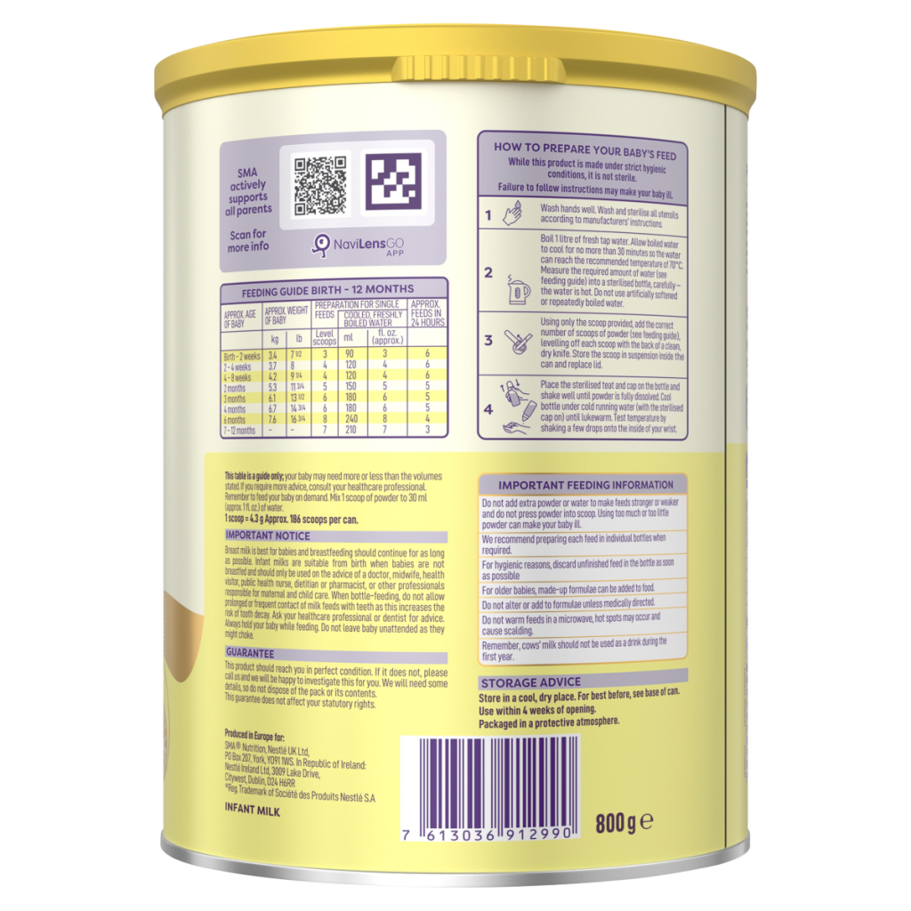 SMA 1 from Birth First Infant Milk 800g
