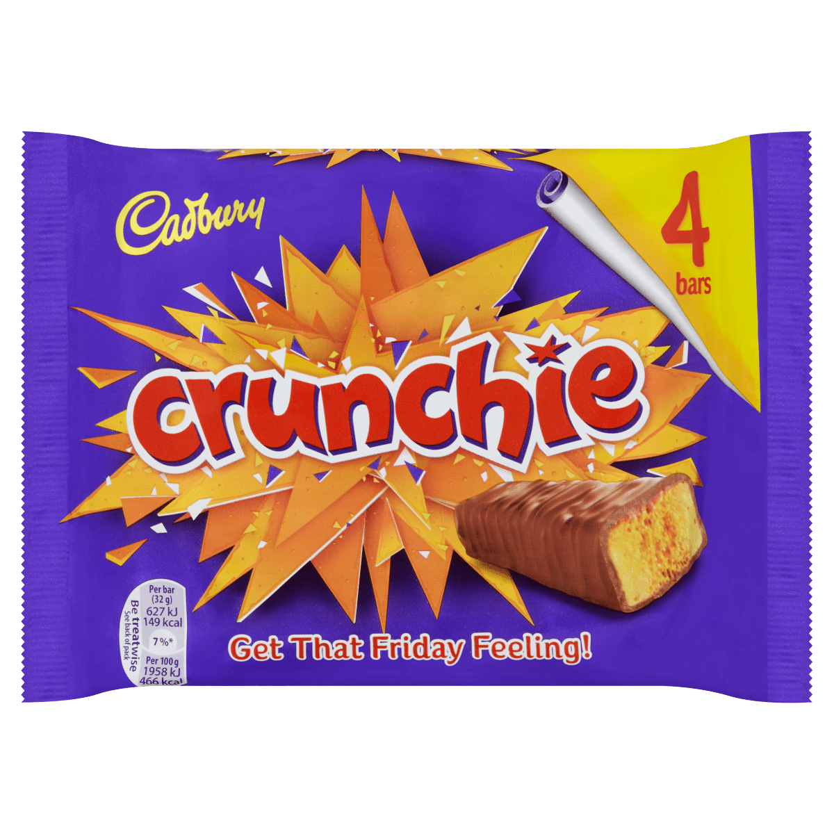 Cadbury Crunchie Chocolate Bar 4 Pack 128g