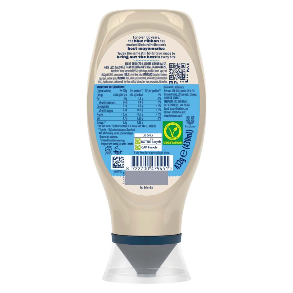 Hellmann’s Light Mayonnaise Condiment 430 ml