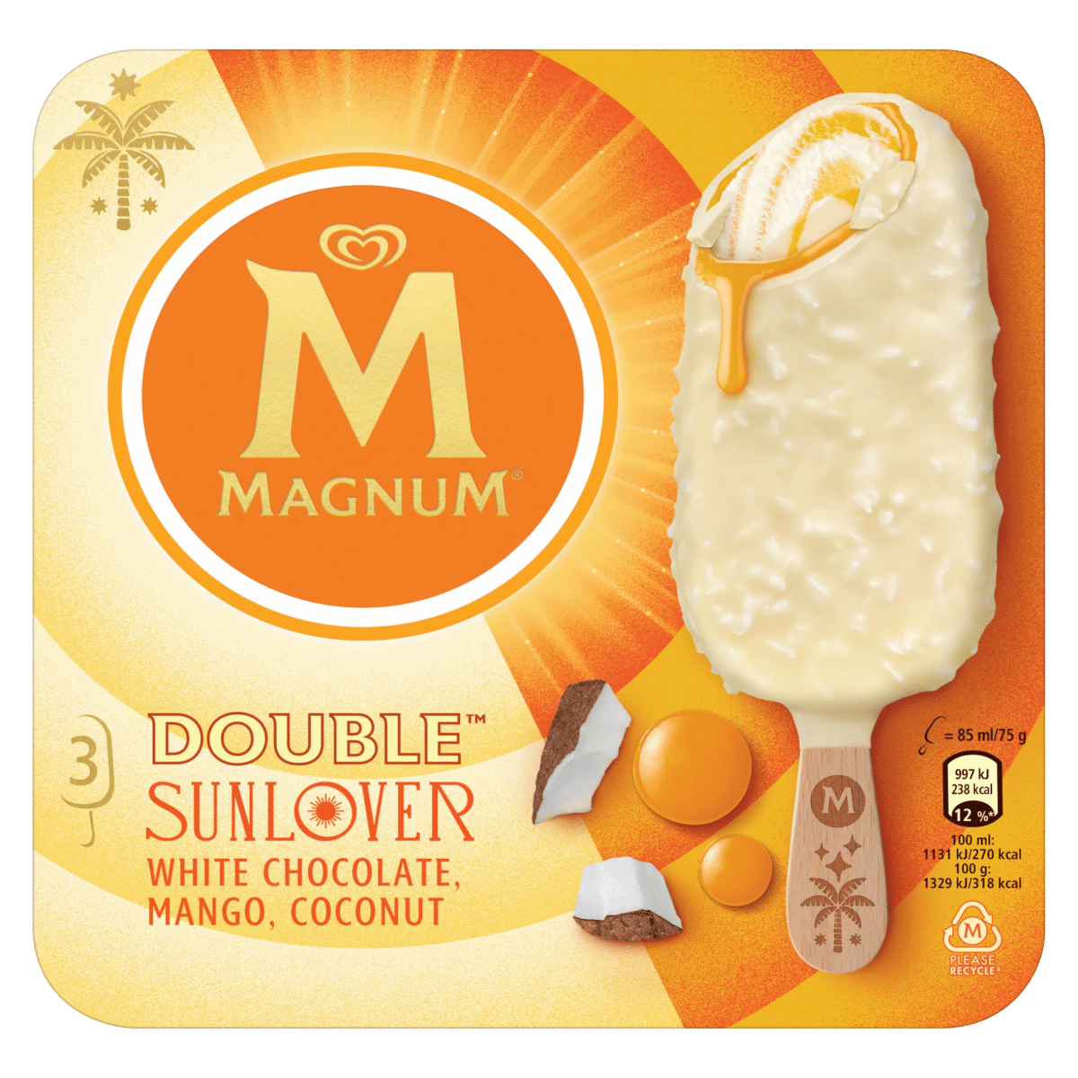 Magnum  Ice Cream Sticks Double Sunlover 3 x 85 ml