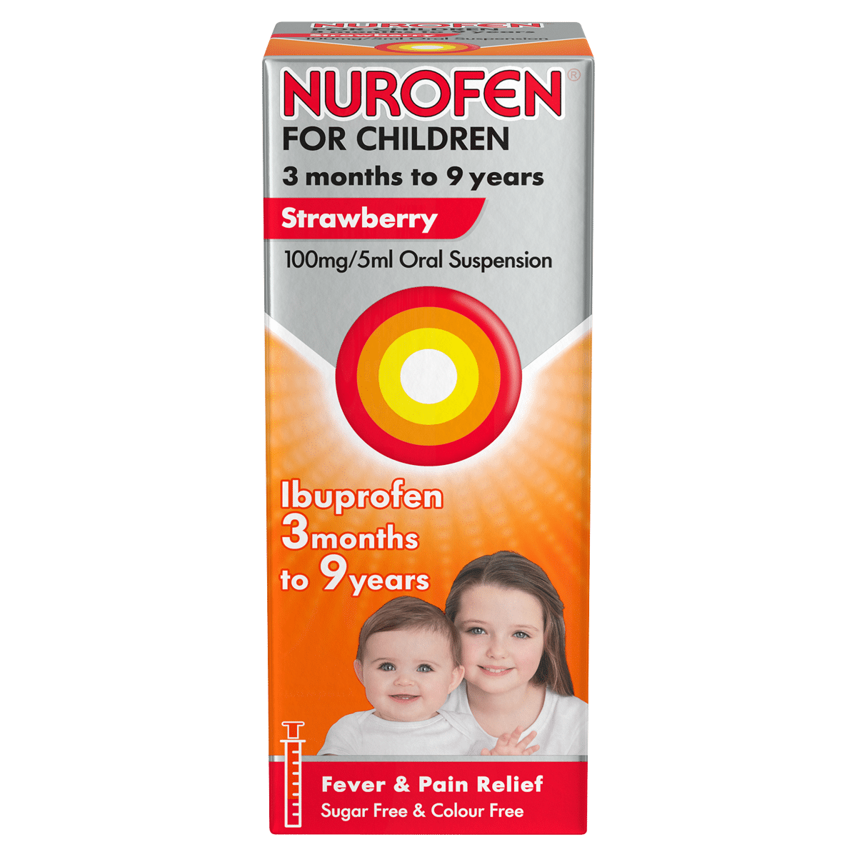Nurofen for Children Strawberry Oral Suspension 3mths to 9yrs Ibuprofen 100ml