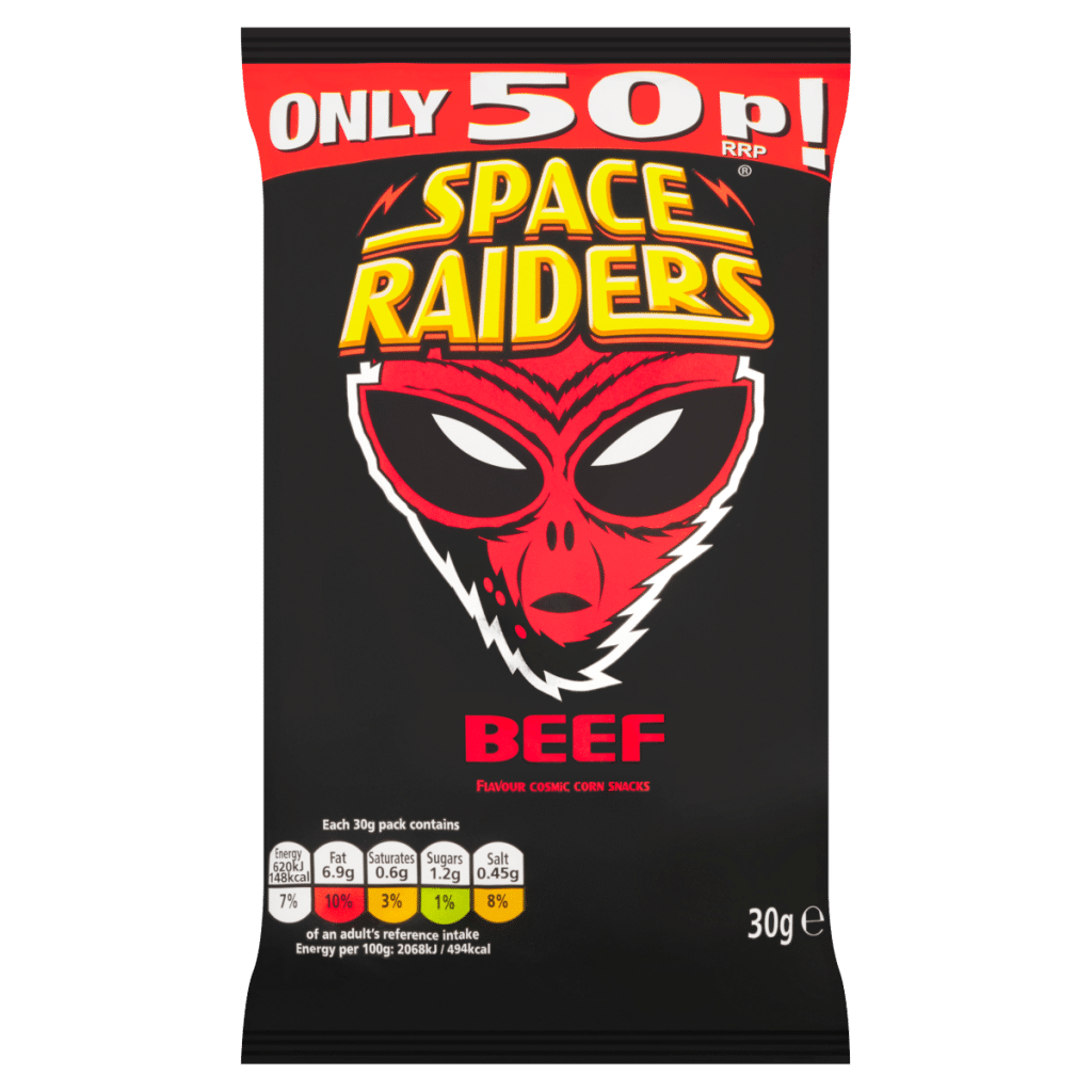 Space Raiders Beef Flavour Cosmic Corn Snacks 30g
