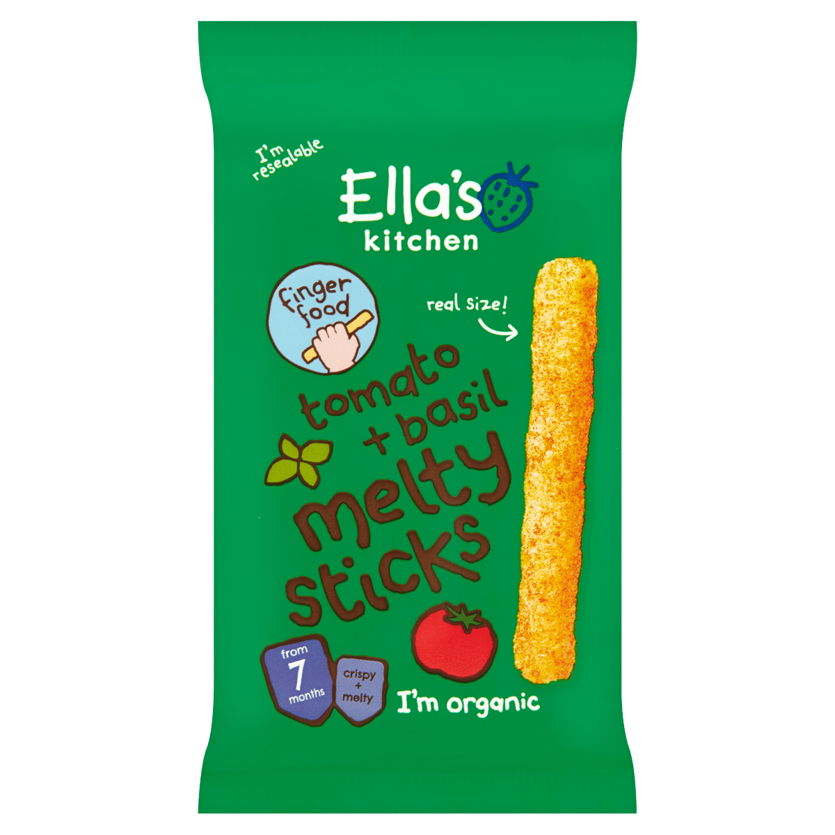 Ella’s Kitchen Organic Tomato and Basil Melty Sticks Baby Snack 7+ Months 16g