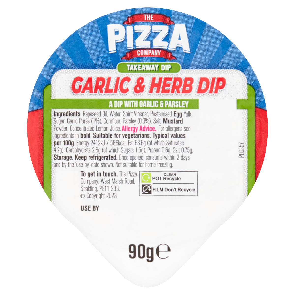 The Pizza Company Garlic & Herb Dip 90g