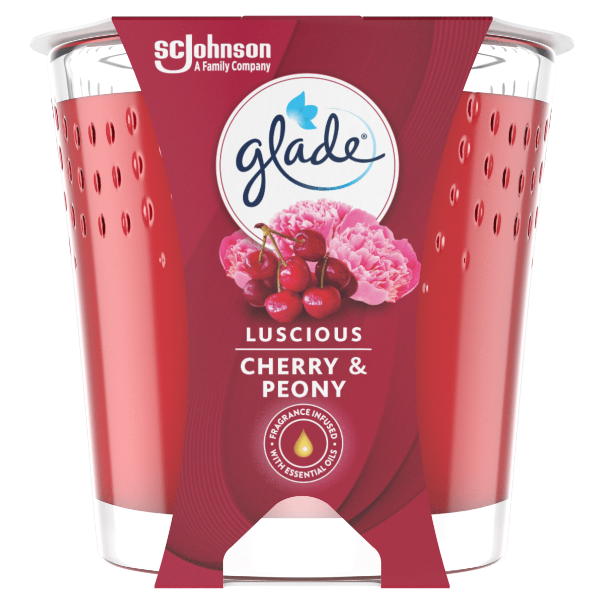 Glade Scented Candle Air Freshener Luscious Cherry & Peony 129g