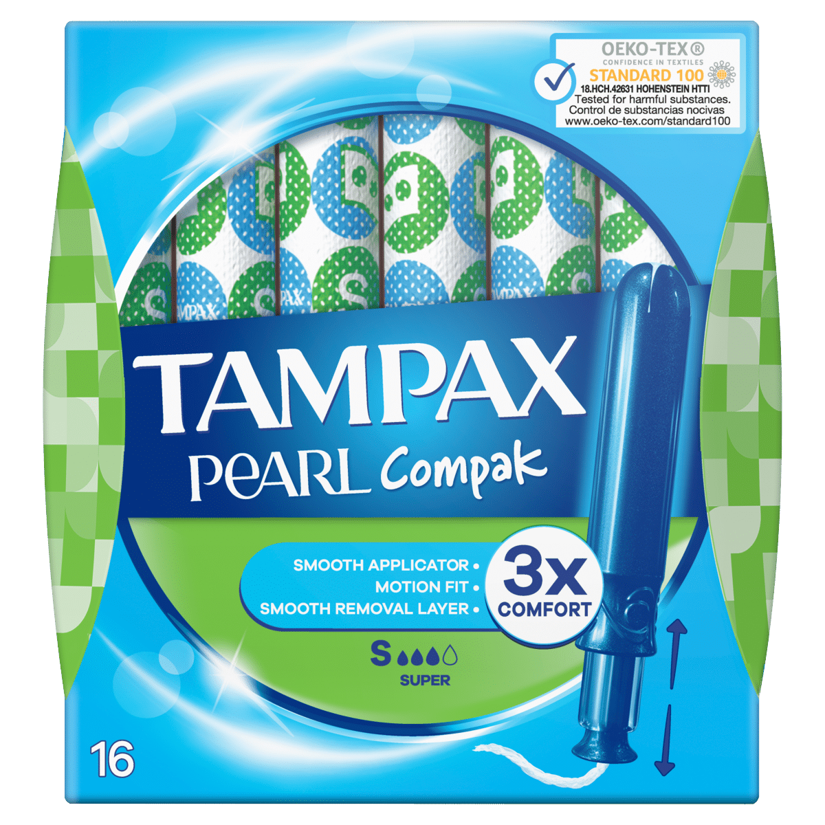 Tampax Pearl Compak Super Tampons With Applicator X 16