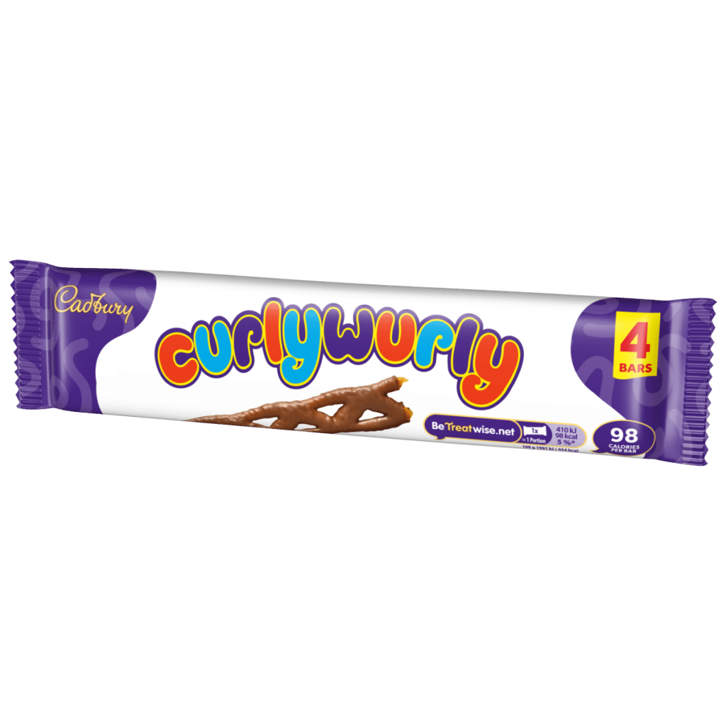 Cadbury Curly Wurly Chocolate Bar 4 Pack Multipack 86g (4 x 21.5g)