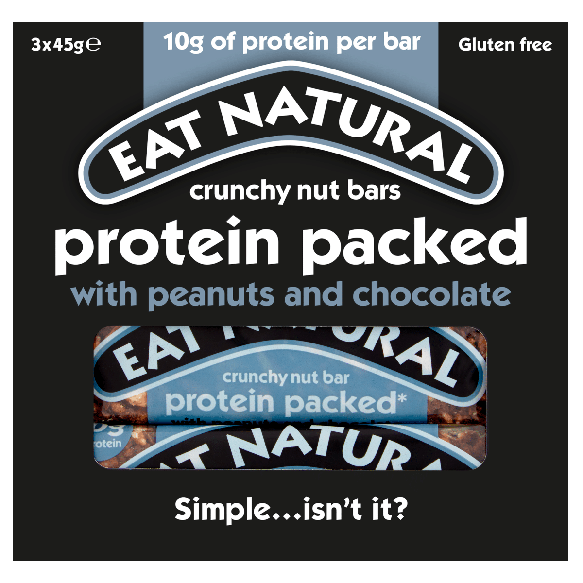 Eat Natural Protein Packed Crunchy Nut Bars with Peanuts and Chocolate 3 x 45g