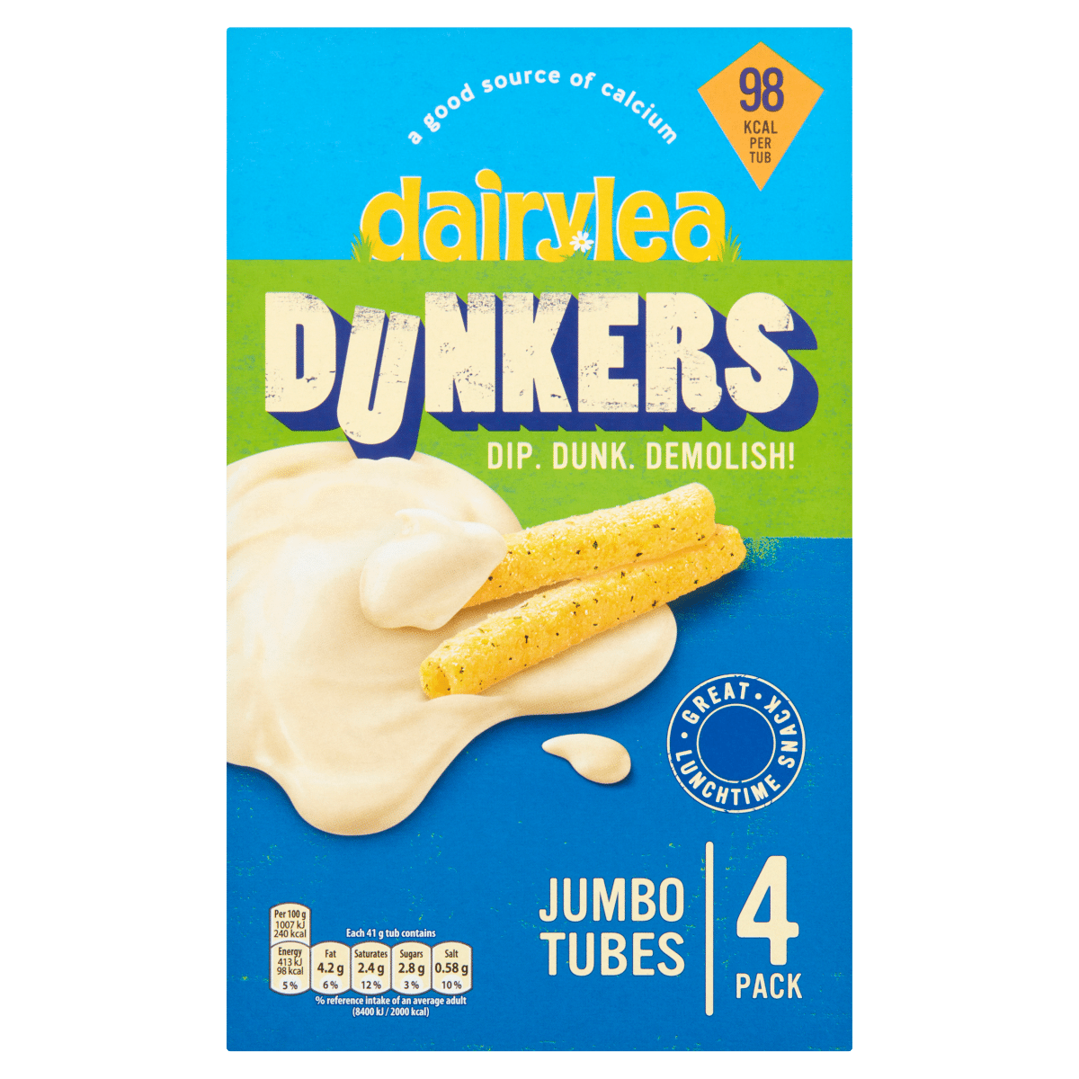 Dairylea Dunkers Jumbo Tubes Cheese Snacks 4 Pack 164g