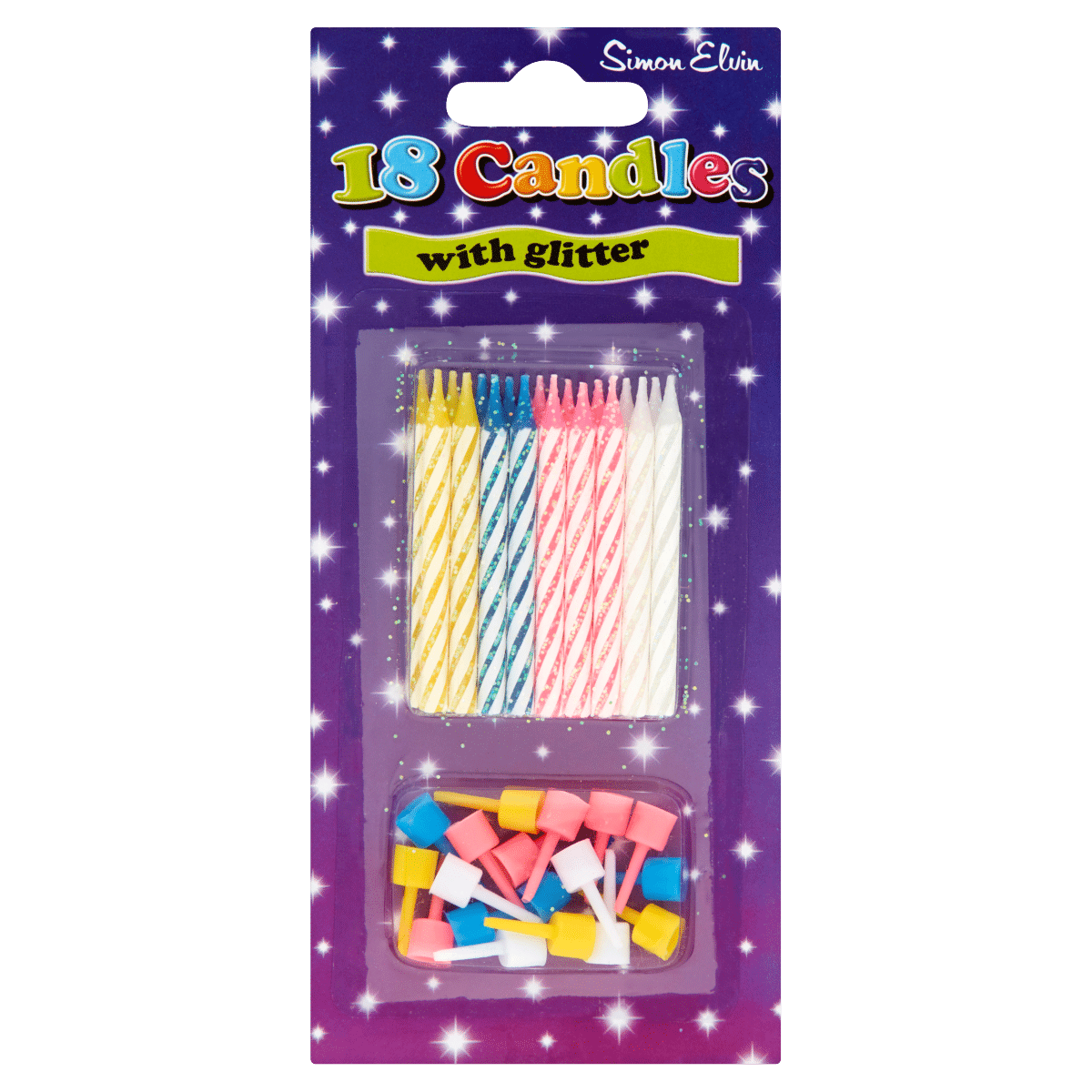 Simon Elvin 18 Assorted Candles with Glitter
