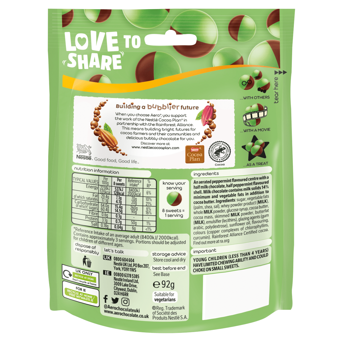 Aero Peppermint Bubbles 92g