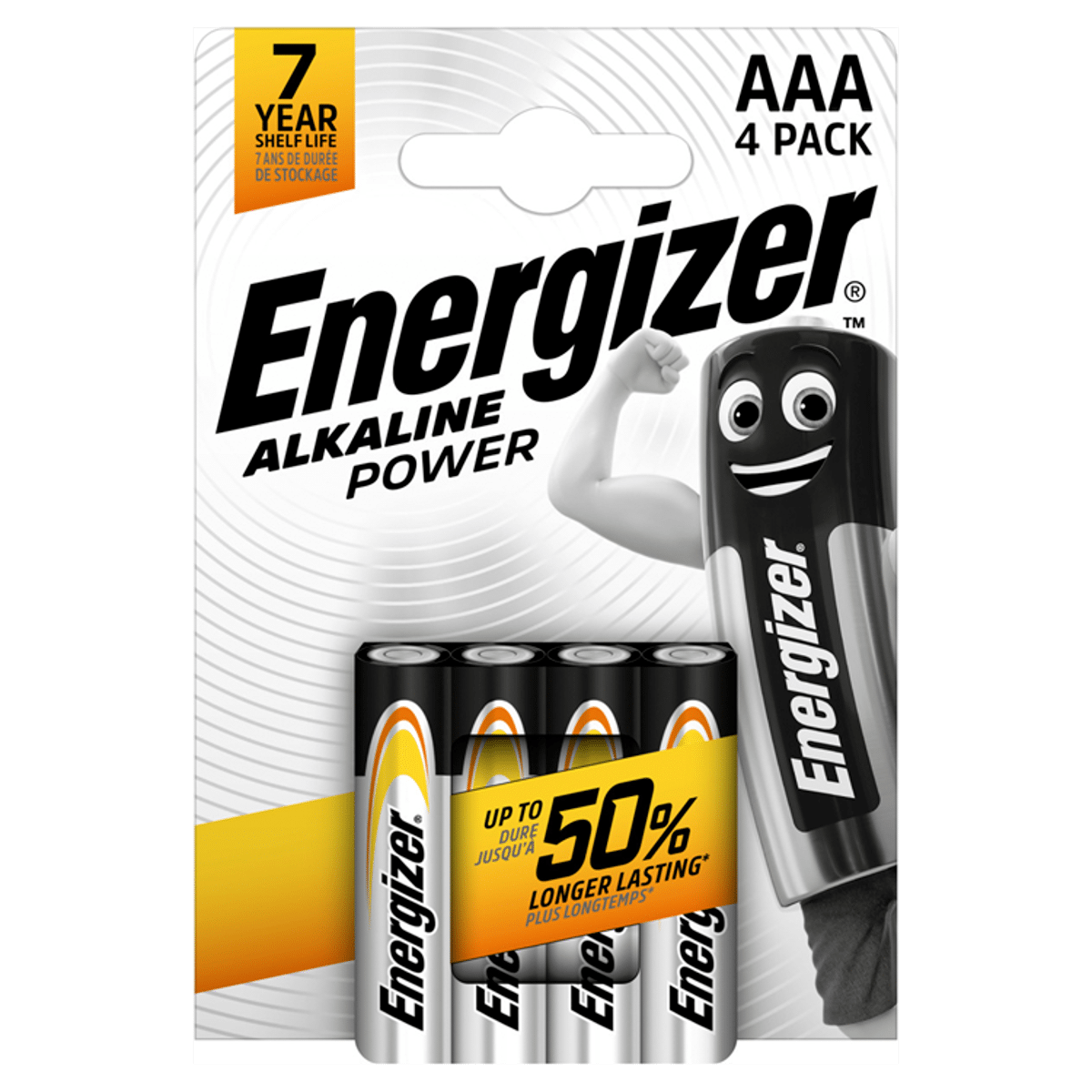 Energizer Alkaline Power AAA Batteries, 4 Pack