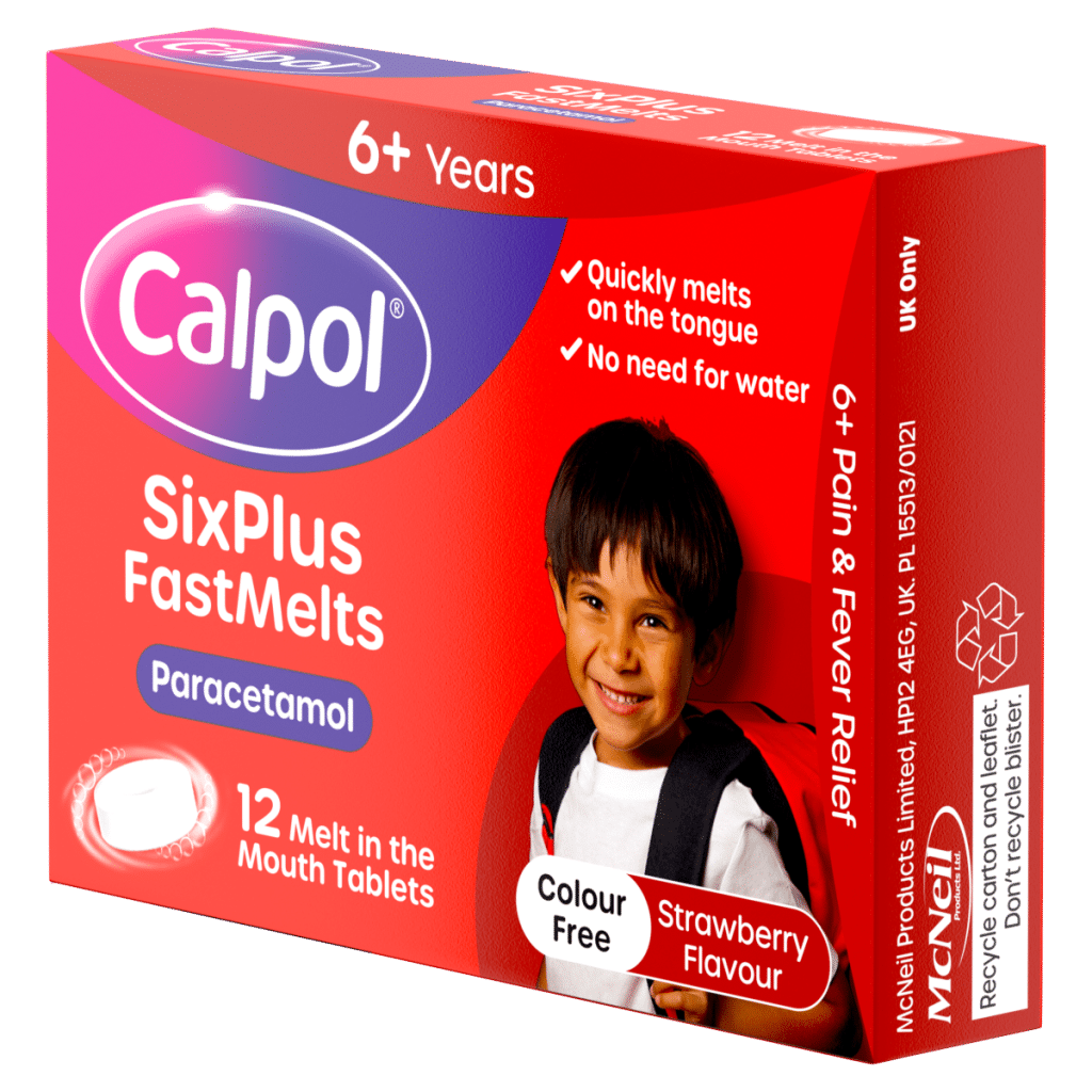 Calpol SixPlus Fast Melts Paracetamol Strawberry Flavour 6+ Years 12s