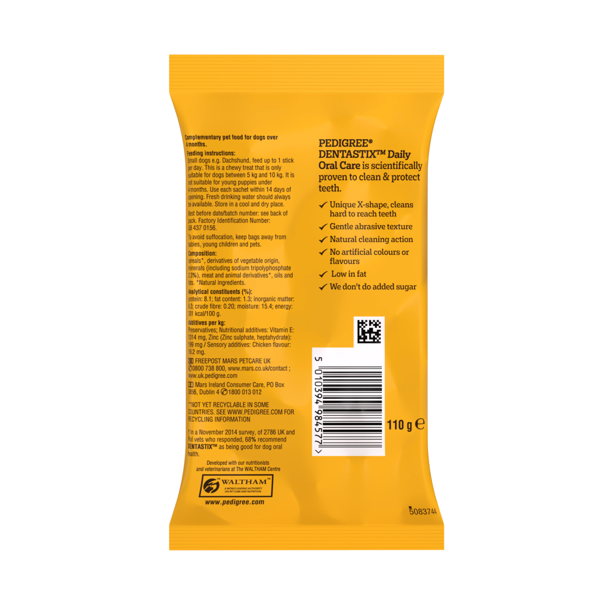 Pedigree Dentastix Daily Dental Chews Small Dog Treat 7 Sticks 110g