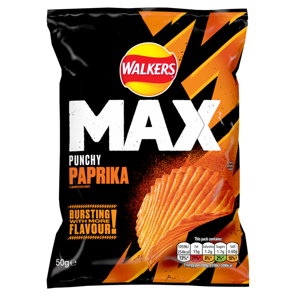 Walkers Max Punchy Paprika Crisps 50g