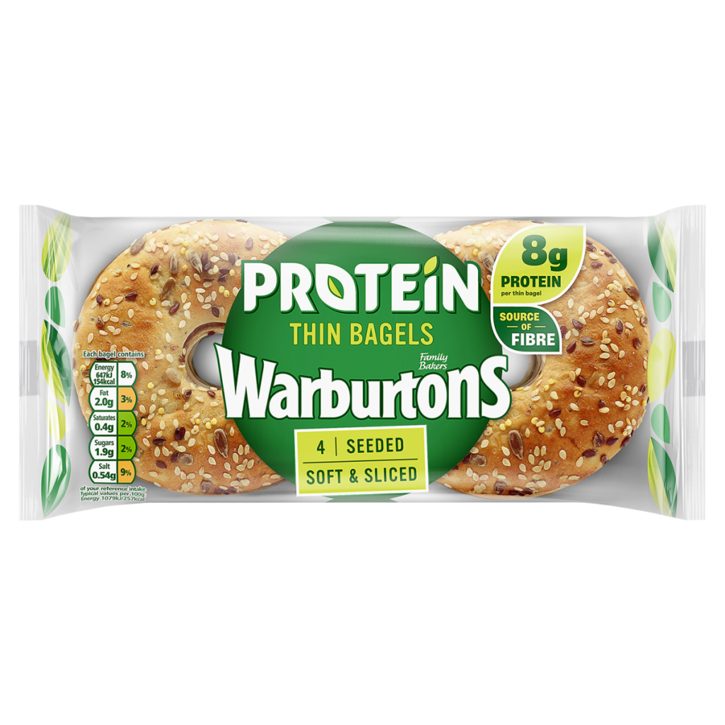 Warburtons 4 Seeded Protein Thin Bagels