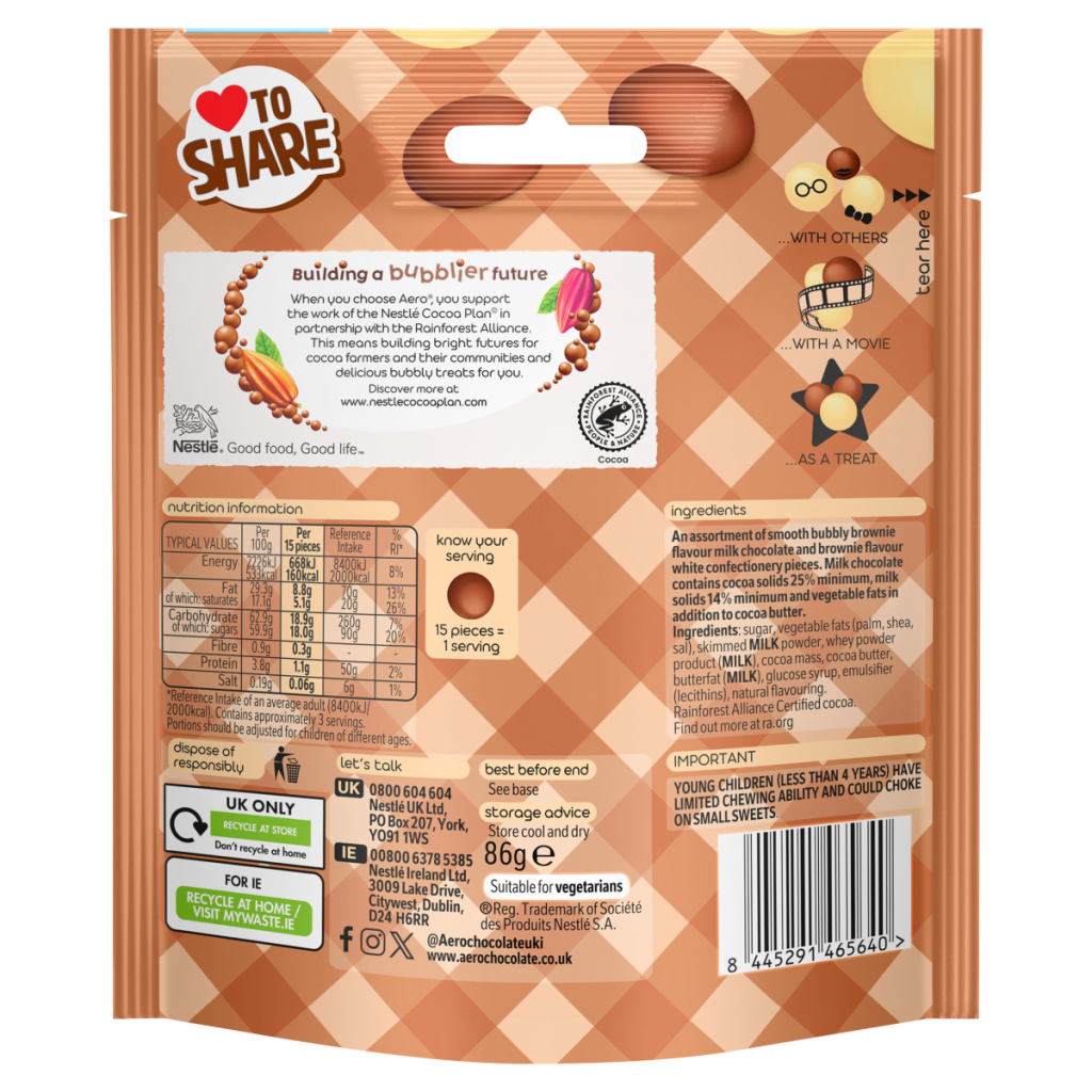 Aero Double Choc Brownie Flavour Melts 86g