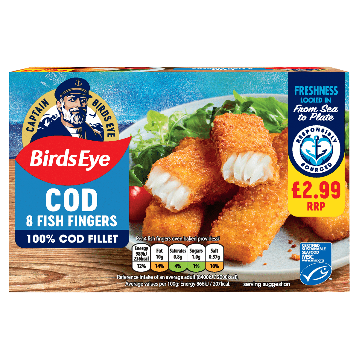 Birds Eye 8 Cod Fish Fillet 224g