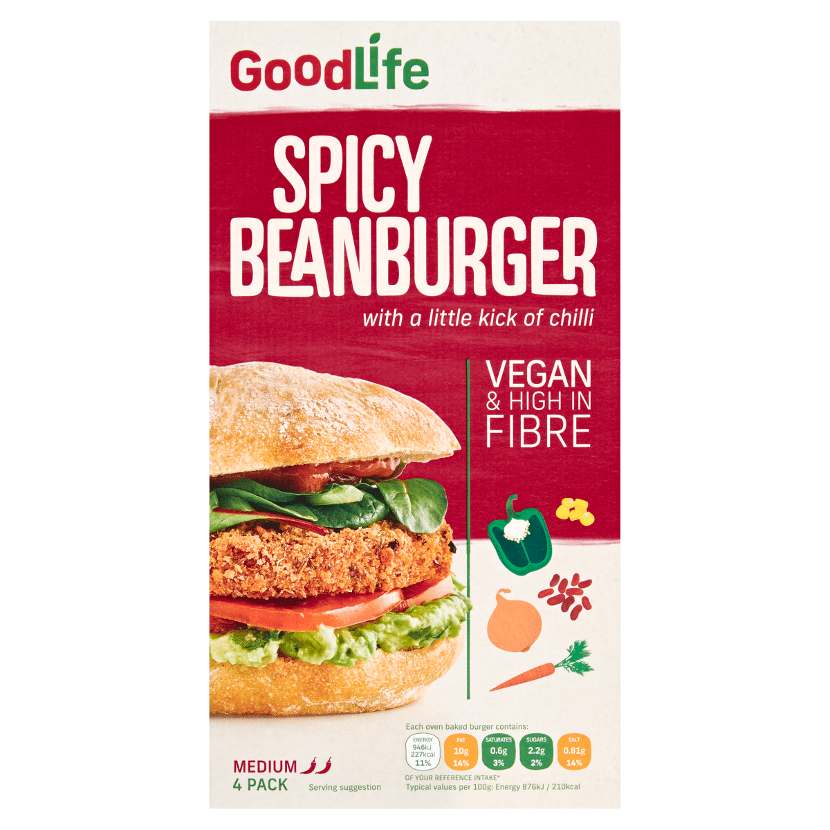 Good Life Spicy Beanburger 4 Pack 454g