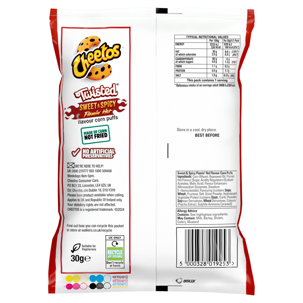 Cheetos Twisted Sweet & Spicy Snacks Crisps 49p RRP PMP 30g