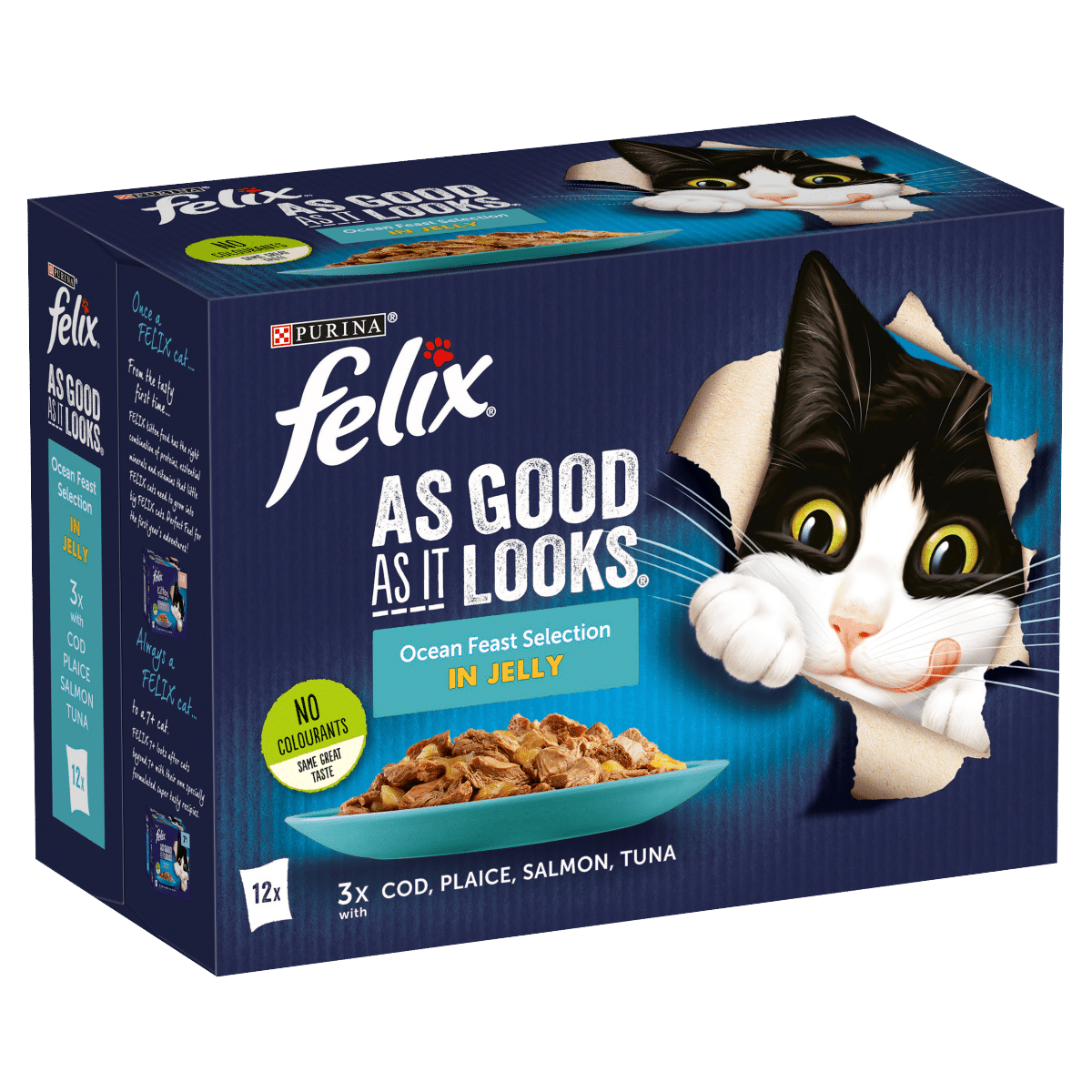 FELIX AS GOOD AS IT LOOKS OCEAN FEASTS Fish Selection in Jelly Wet Cat Food 12 x 100g
