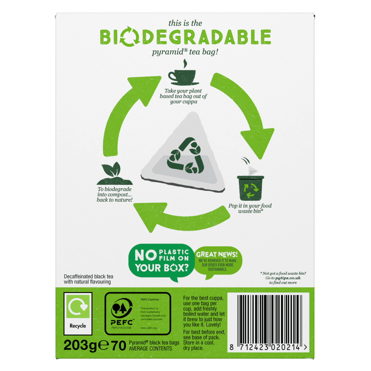 PG tips Decaffeinated Tea 70