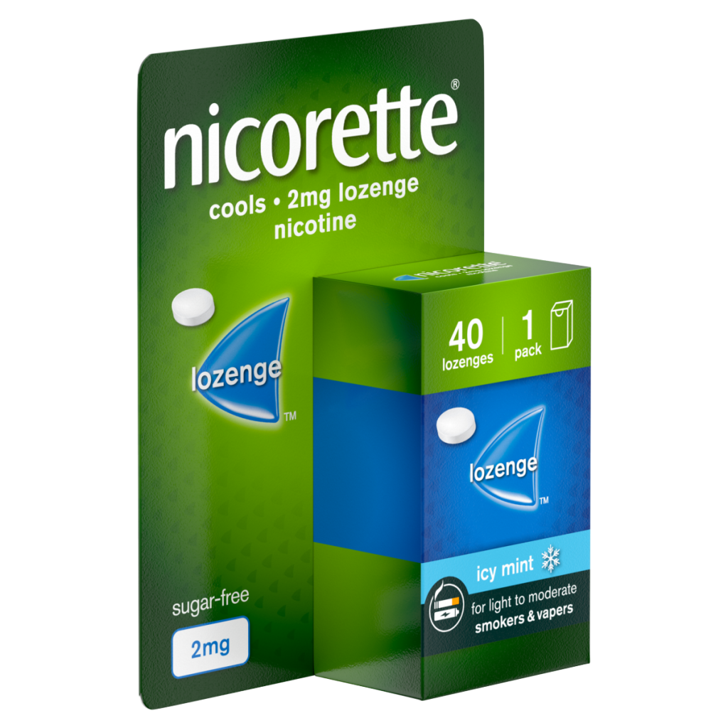 Nicorette 2mg Cools Lozenge 40 pieces,Quit Smoking or Quit Vaping Aid