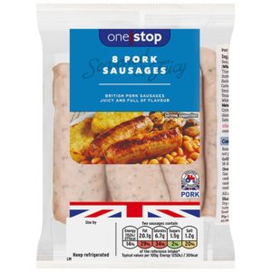 One Stop 8 Pork Sausages